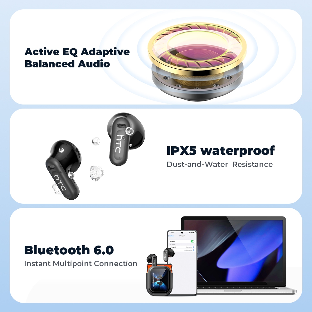 Tai nghe không dây HTC NE20 AI Translator Earbud 134 ngôn ngữ Dịch màn hình LCD thông minh Bluetooth 6.0 Chất lượng âm trầm | BigBuy360 - bigbuy360.vn