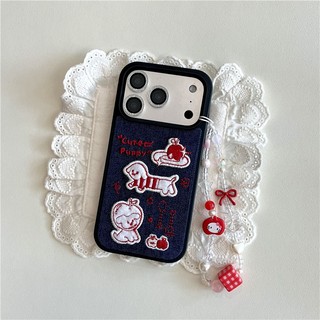 Ốp điện thoại TPU họa tiết chó con thêu iPhone 17 Pro max 16 Pro