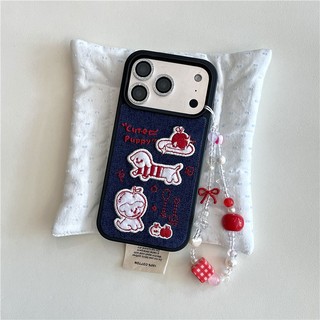 Ốp điện thoại TPU họa tiết chó con thêu iPhone 17 Pro max 16 Pro