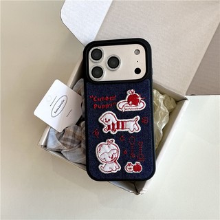 Ốp điện thoại TPU họa tiết chó con thêu iPhone 17 Pro max 16 Pro