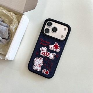 Ốp điện thoại TPU họa tiết chó con thêu iPhone 17 Pro max 16 Pro