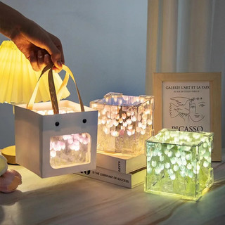 DIY Tulip Biển Gương Đèn Ngủ Led Đèn Ngủ Khối Ma Thuật Vật Liệu Trang Trí Handmade Sinh Nhật Lễ Tình Nhân Quà Tặng