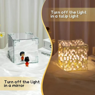 DIY Tulip Biển Gương Đèn Ngủ Led Đèn Ngủ Khối Ma Thuật Vật Liệu Trang Trí Handmade Sinh Nhật Lễ Tình Nhân Quà Tặng