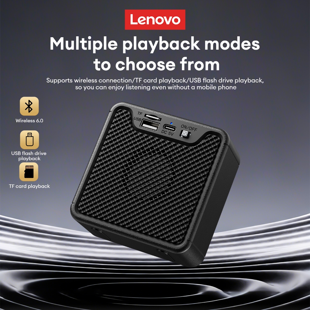 Loa không dây di động Lenovo HD109 Bluetooth 6.0 có âm thanh vòm 360 và thời gian chơi 10,5h cộng với đèn RGB | BigBuy360 - bigbuy360.vn