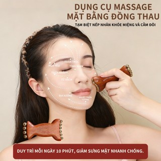Đồng thau Gỗ Đàn Hương Xanh Chai Hạt Vàng Nasolabial Dòng Da Apple Dòng Dưới Mũi Cầu Làm Đẹp Mặt Fascia Nâng Dụng Cụ