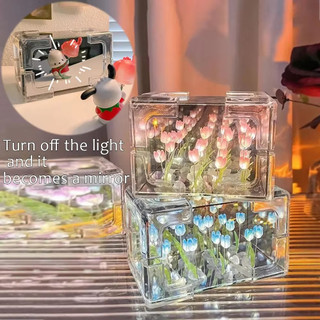 DIY Tulip Biển Gương Đèn Ngủ Led Đèn Ngủ Khối Ma Thuật Vật Liệu Trang Trí Handmade Sinh Nhật Lễ Tình Nhân Quà Tặng