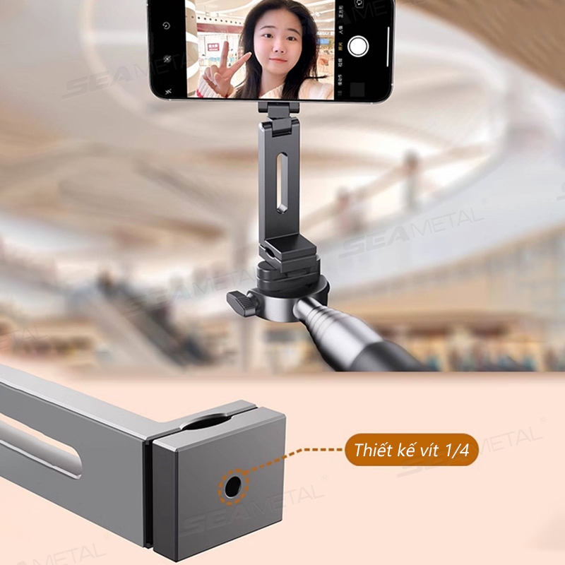 SEAMETAL Giá đỡ điện thoại gập 360° từ tính, kẹp xoay hai mặt, ABS, chân tripod/ô tô