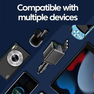 Bộ sạc ô tô có thể thu vào 5IN1 Cổng sạc USB Type-C PD có màn hình điện áp Dây sạc nhanh Bộ chuyển đổi bật lửa xì gà