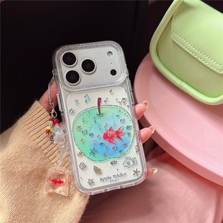 IPhone 17 Pro max 16 Pro Mạ vàng hoa văn cá trái cây chất liệu TPU xử lý IMD vỏ điện thoại
