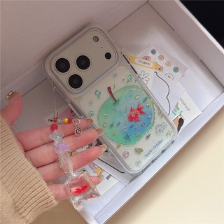 IPhone 17 Pro max 16 Pro Mạ vàng hoa văn cá trái cây chất liệu TPU xử lý IMD vỏ điện thoại