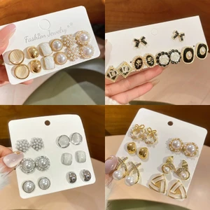 Bông tai kim cương và ngọc trai phong cách retro, phụ kiện thời trang cao cấp dành cho nữ