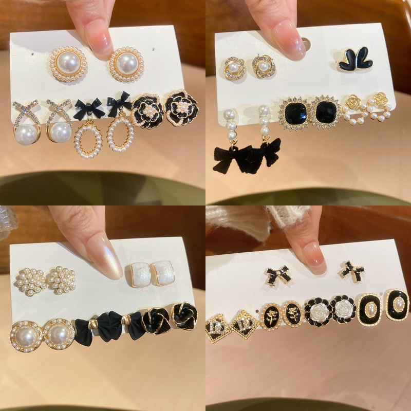 Bộ bông tai cổ điển Pháp, style retro ngọc trai, phụ kiện thời trang cao cấp cho nữ