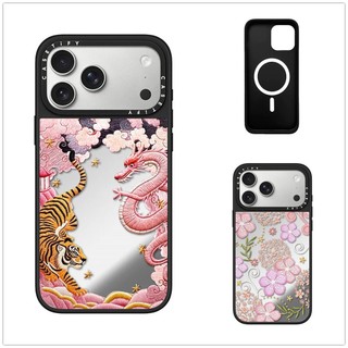 Từ Tính Không Dây Cho iPhone 17 16 15 14 13 12 11 Pro Max Plus Hoa Hổ Cạnh Đen Cứng Ốp điện thoại Khắc Logo
