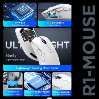 Chuột Bluetooth 3 Mode Chuột chơi game không dây nhẹ, Chuột máy tính cảm biến PAW 3950Max với Bắc Âu 52480, 8KHz Polling