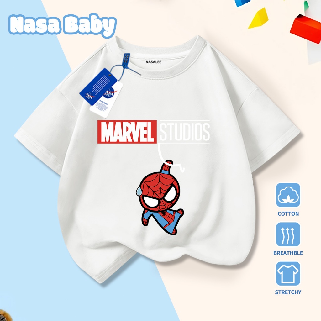 🚀Xu hướng hot 2026🚀 Áo thun trẻ em họa tiết NASA Người Nhện 100% chất liệu cotton Unisex Giao hàng ngay