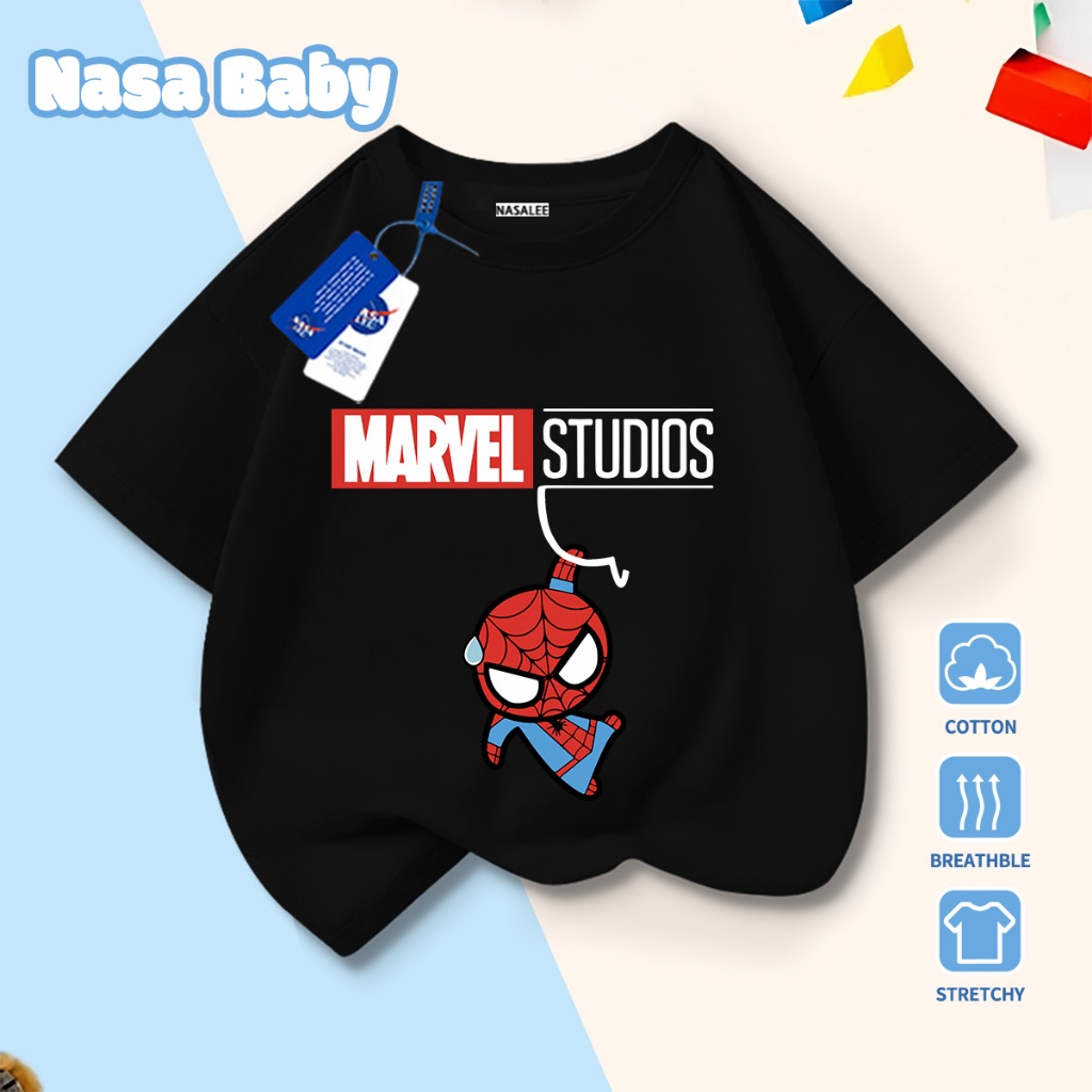 🚀Xu hướng hot 2026🚀 Áo thun trẻ em họa tiết NASA Người Nhện 100% chất liệu cotton Unisex Giao hàng ngay