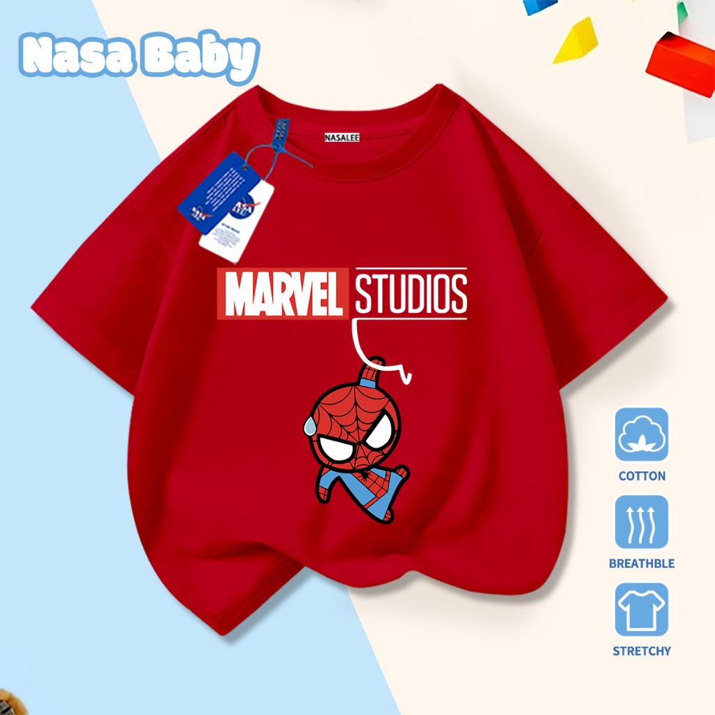 🚀Xu hướng hot 2026🚀 Áo thun trẻ em họa tiết NASA Người Nhện 100% chất liệu cotton Unisex Giao hàng ngay