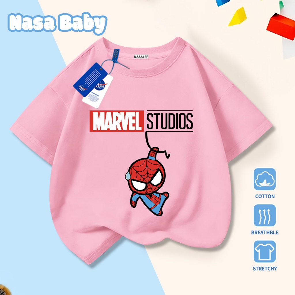 🚀Xu hướng hot 2026🚀 Áo thun trẻ em họa tiết NASA Người Nhện 100% chất liệu cotton Unisex Giao hàng ngay