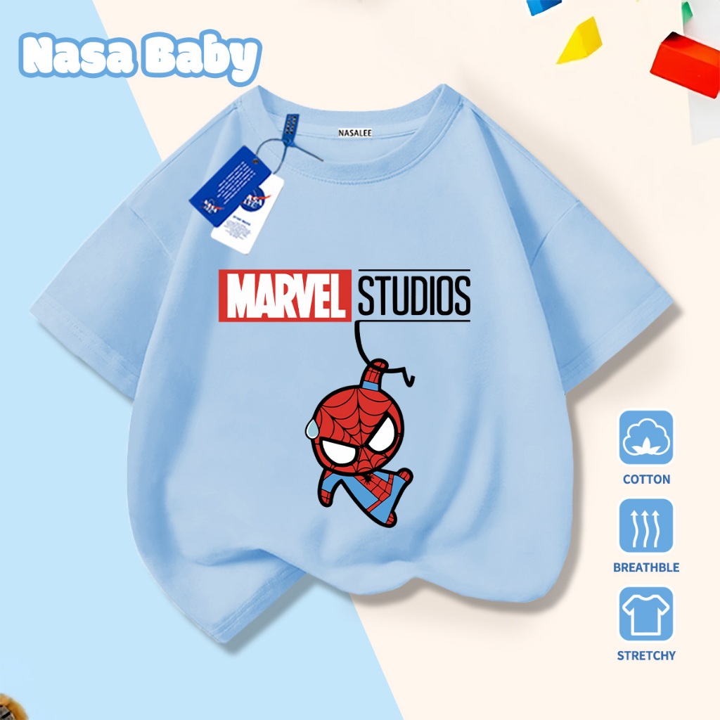 🚀Xu hướng hot 2026🚀 Áo thun trẻ em họa tiết NASA Người Nhện 100% chất liệu cotton Unisex Giao hàng ngay