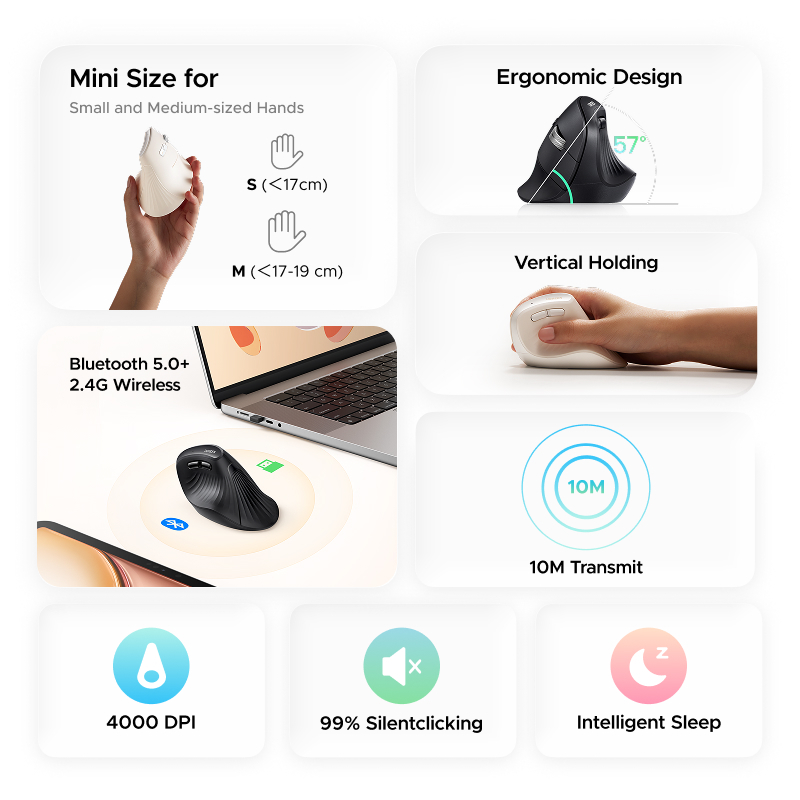Chuột dọc đa chế độ UGREEN Bluetooth & 2.4G Năm cấp độ DPI lên tới 4000 Pin | BigBuy360 - bigbuy360.vn