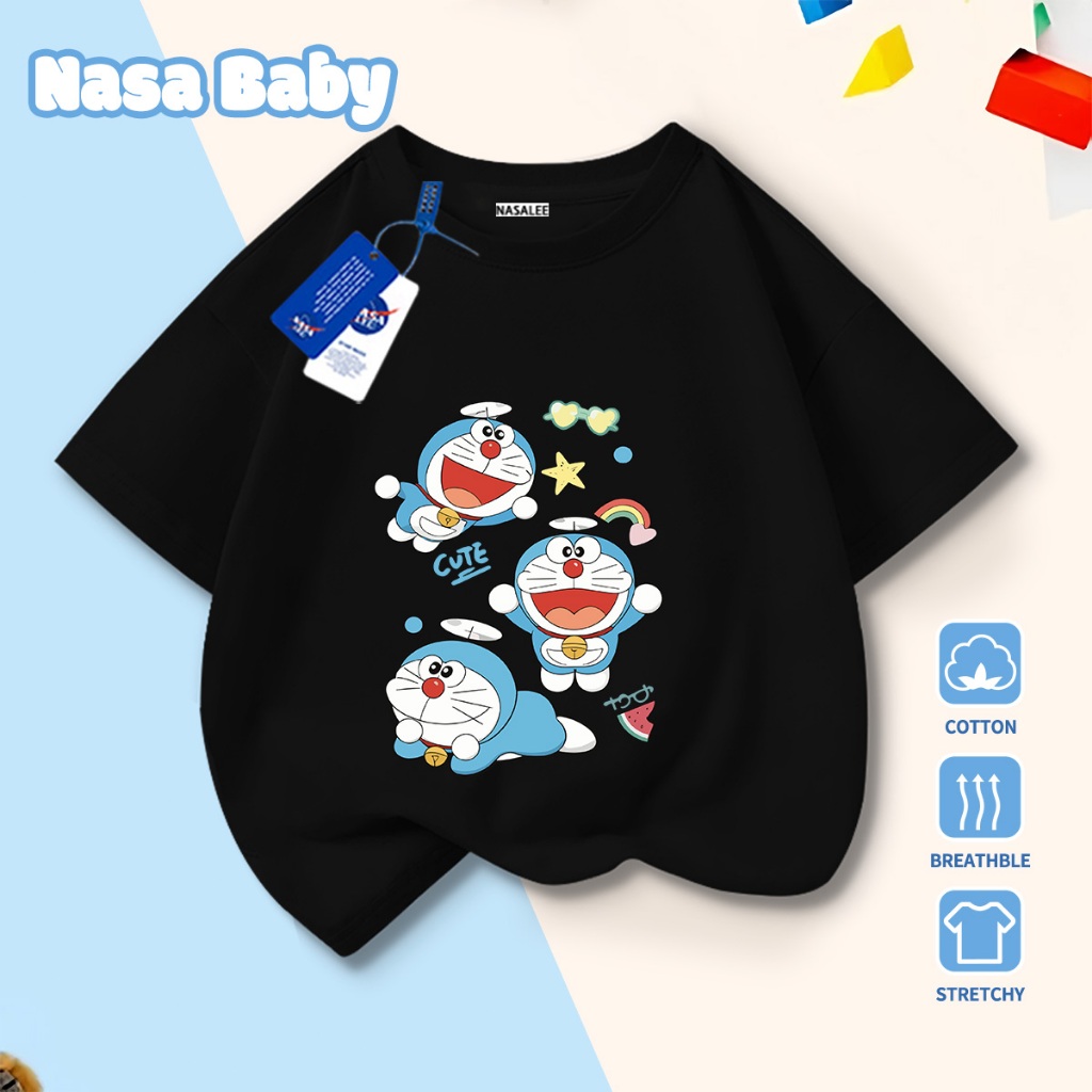🚀Xu hướng hot 2026🚀 Áo thun trẻ em họa tiết NASA Doraemon 100% chất liệu cotton Unisex Giao hàng ngay