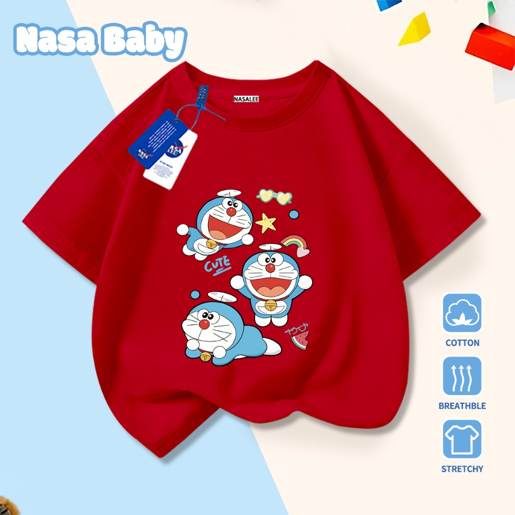 🚀Xu hướng hot 2026🚀 Áo thun trẻ em họa tiết NASA Doraemon 100% chất liệu cotton Unisex Giao hàng ngay