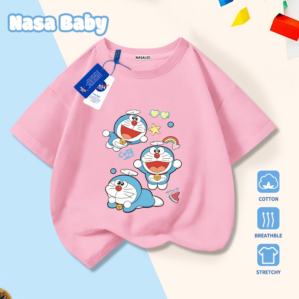 🚀Xu hướng hot 2026🚀 Áo thun trẻ em họa tiết NASA Doraemon 100% chất liệu cotton Unisex Giao hàng ngay
