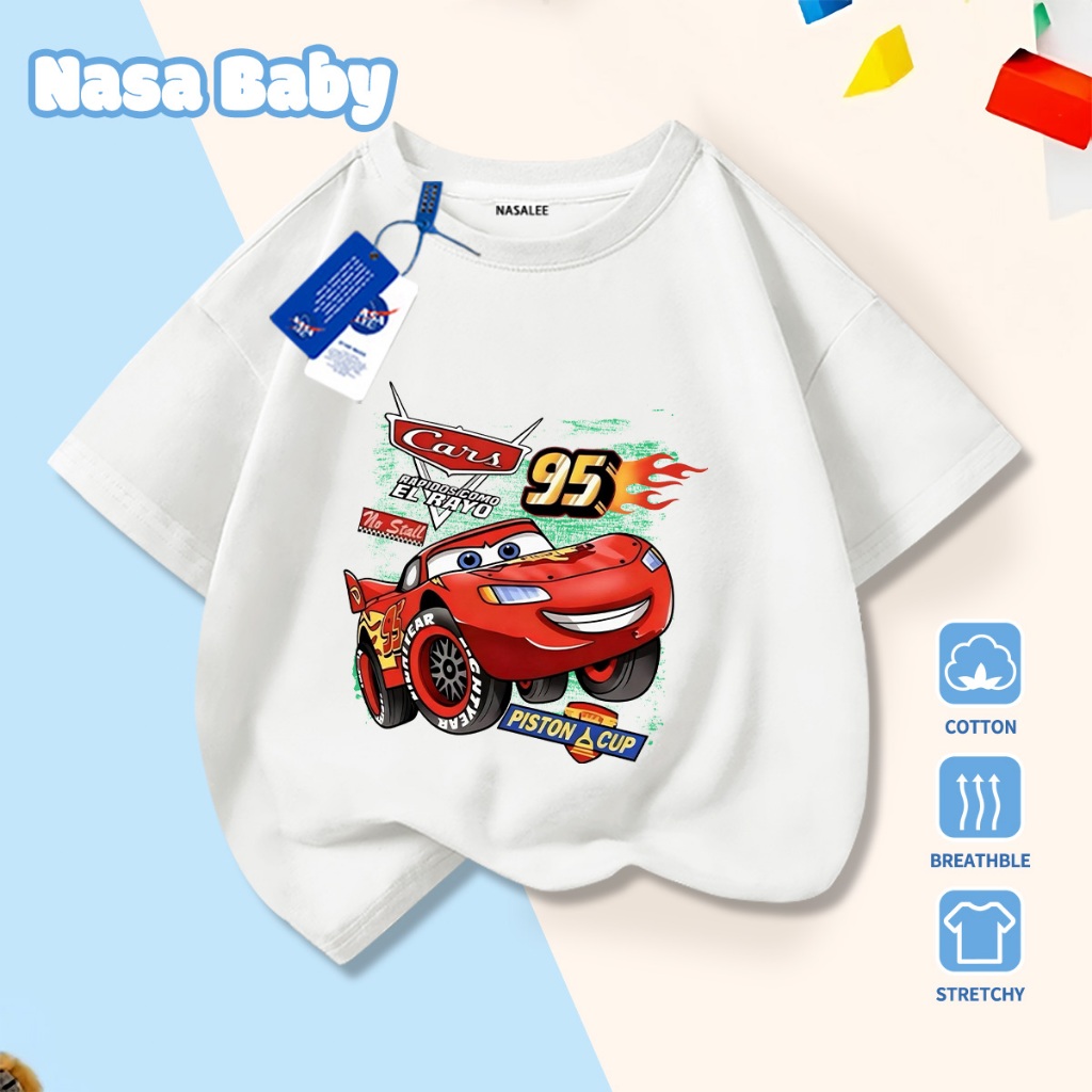 🚀Xu hướng hot 2026🚀 Áo thun trẻ em họa tiết xe đua NASA 100% chất liệu cotton Unisex Giao hàng ngay