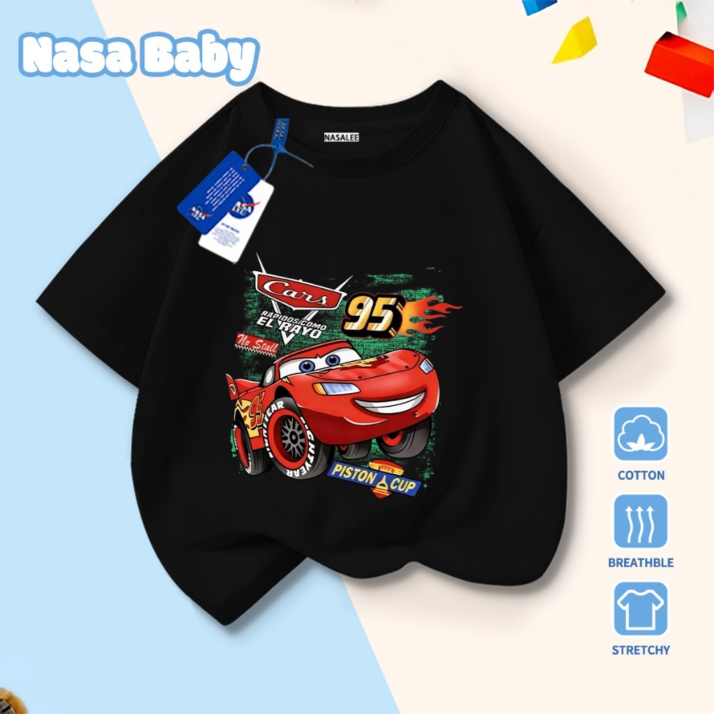 🚀Xu hướng hot 2026🚀 Áo thun trẻ em họa tiết xe đua NASA 100% chất liệu cotton Unisex Giao hàng ngay