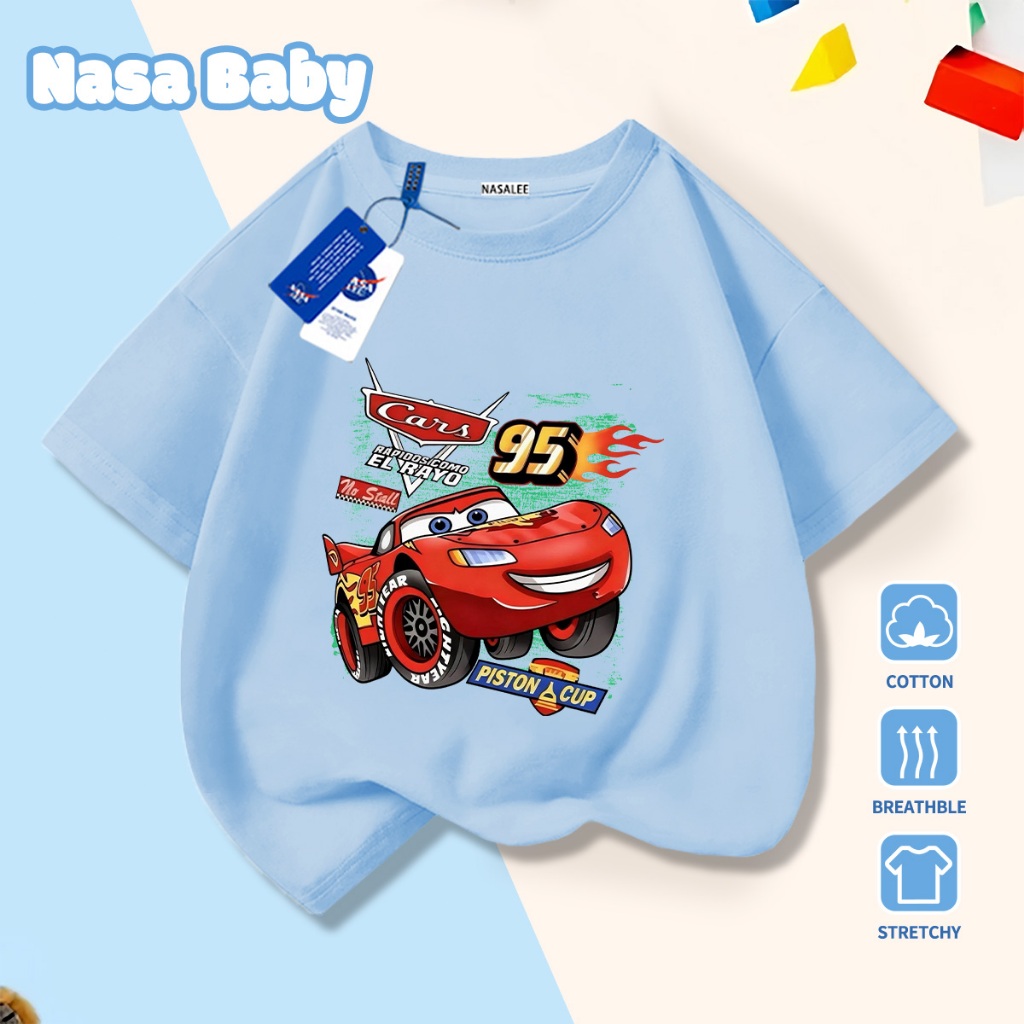 🚀Xu hướng hot 2026🚀 Áo thun trẻ em họa tiết xe đua NASA 100% chất liệu cotton Unisex Giao hàng ngay
