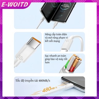 Cáp dữ liệu E-WOITD 10A Type-c Tự động tắt nguồn Cáp dữ liệu ô tô 2M đơn giản Thích hợp cho Huawei Android Universal HNVN