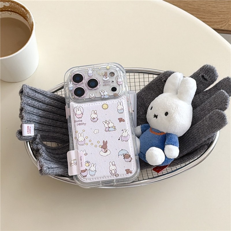 Ốp điện thoại PU materia họa tiết thỏ cho iPhone 17 Pro max 16 Pro max