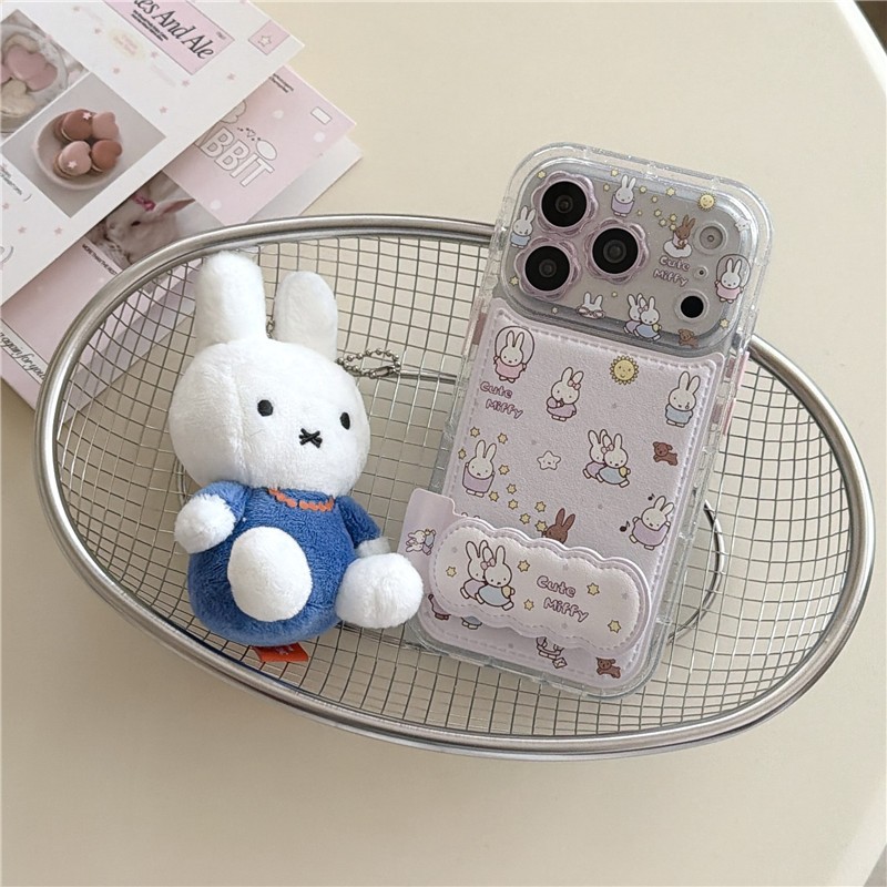 Ốp điện thoại PU materia họa tiết thỏ cho iPhone 17 Pro max 16 Pro max
