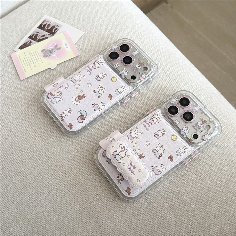 Ốp điện thoại PU materia họa tiết thỏ cho iPhone 17 Pro max 16 Pro max