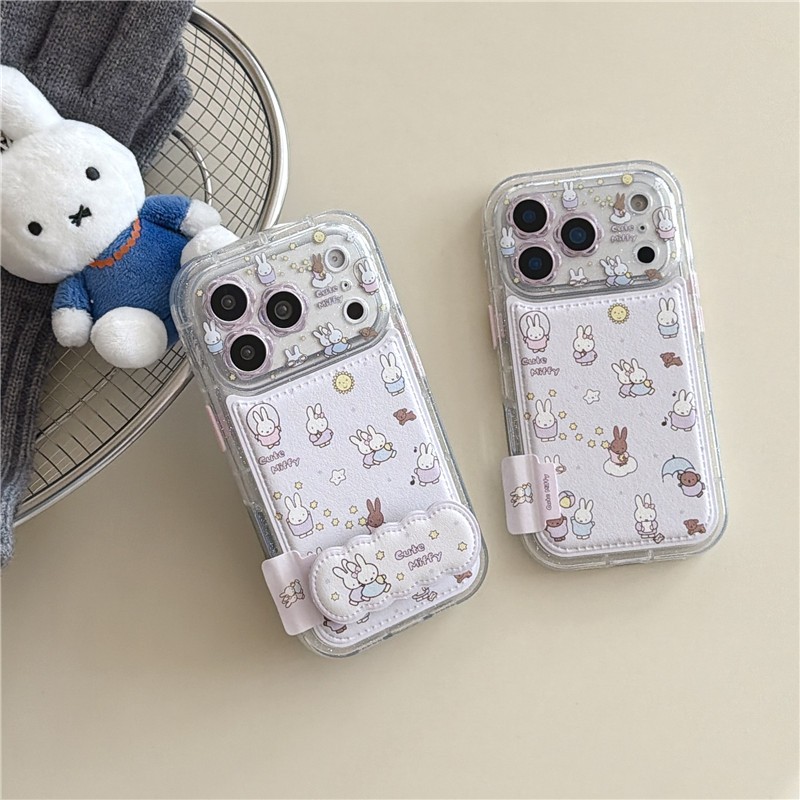 Ốp điện thoại PU materia họa tiết thỏ cho iPhone 17 Pro max 16 Pro max