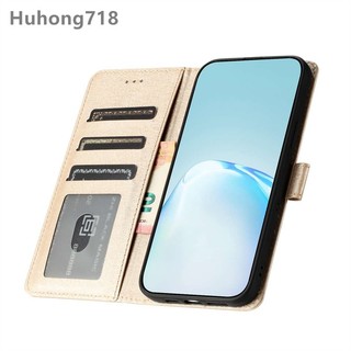Dành Cho OPPO A17 A18 A36 A38 A54 A57 A58 A74 A76 A77 A78 A79 A93 A94 A96 A98 2022 4G 5G Flip Case Họa Tiết Lụa Silicon Mềm Full Cover Chống Sốc Đựng Thẻ Đứng