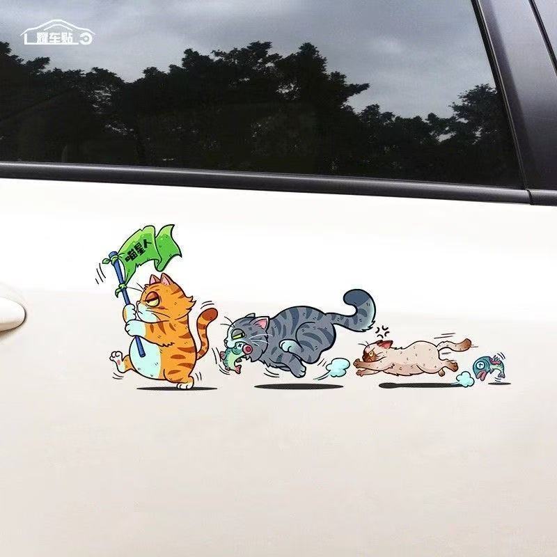 Mèo Dễ Thương Dán Chống Thấm Nước Trang Trí Xe Ô Tô, Xe Máy, Mũ Bảo Hiểm, Tủ Lạnh