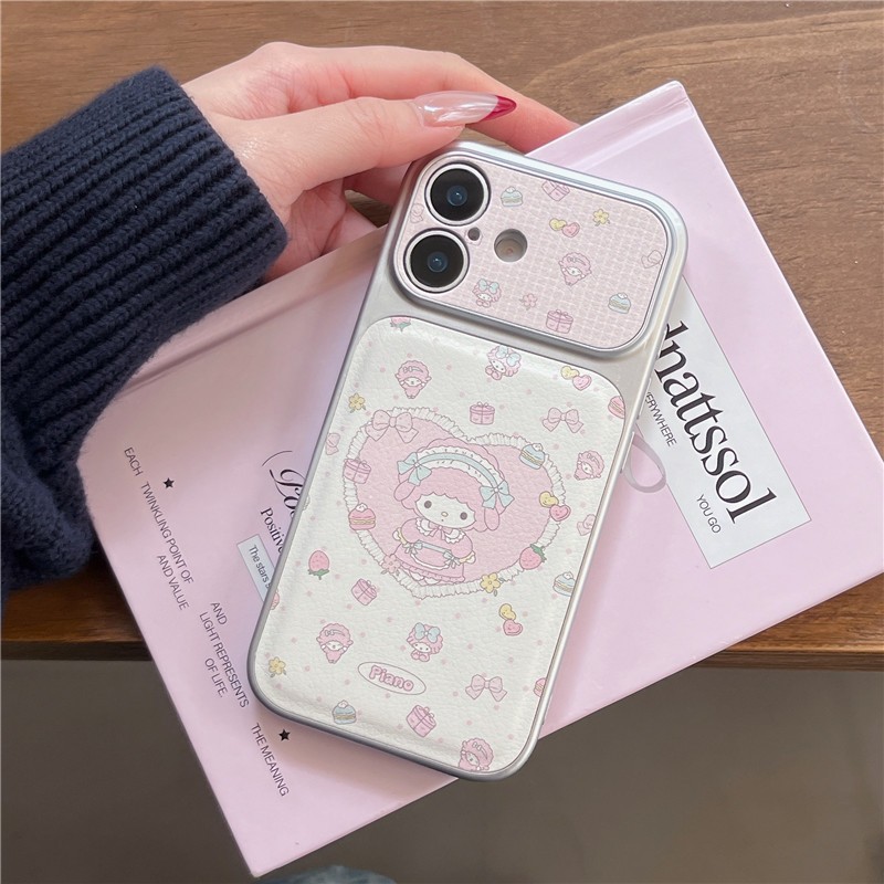 IPhone 17 Pro max 16 Pro max Little Loving Lamb pattern Chất liệu PU Vỏ điện thoại