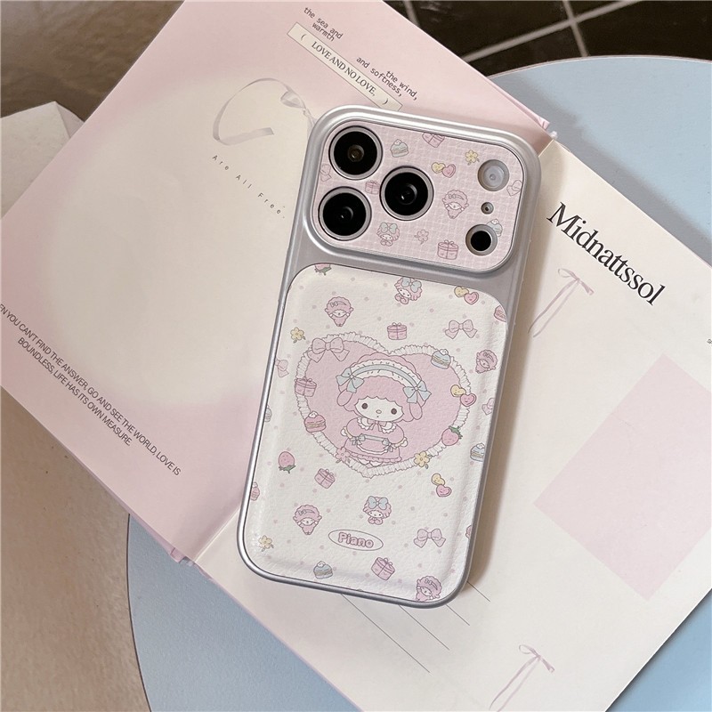 IPhone 17 Pro max 16 Pro max Little Loving Lamb pattern Chất liệu PU Vỏ điện thoại