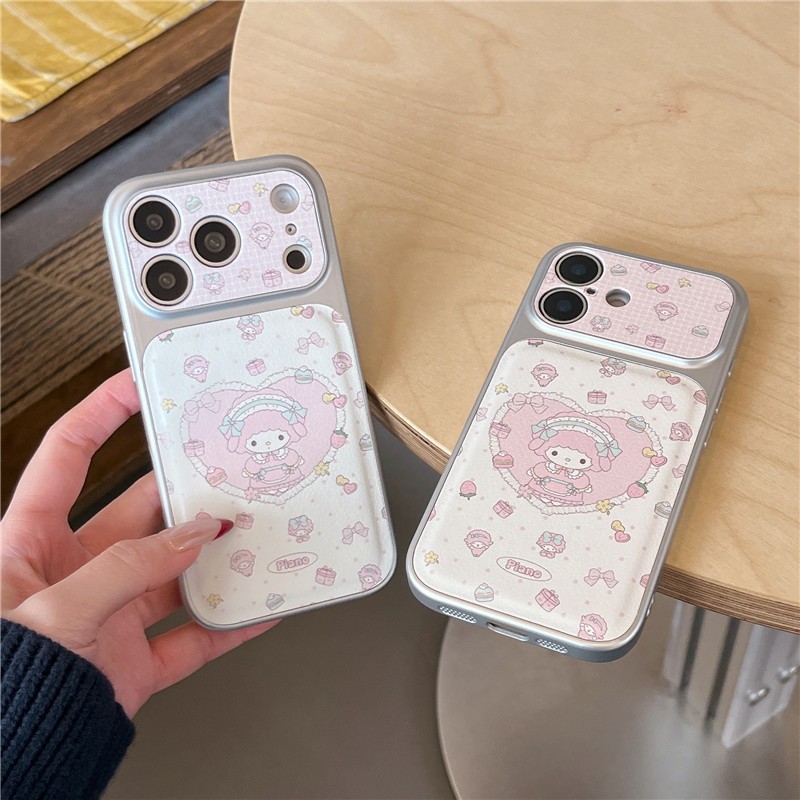 IPhone 17 Pro max 16 Pro max Little Loving Lamb pattern Chất liệu PU Vỏ điện thoại