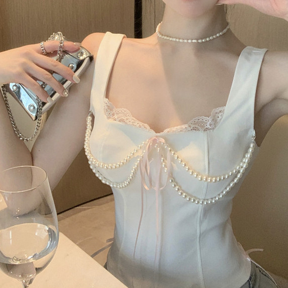 Ngọc Trai Xương Cá Cami Nữ Hot Girl Ống Top Ren
