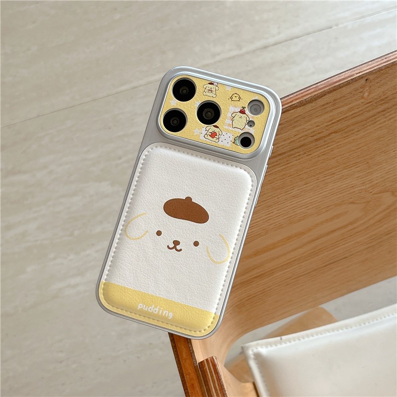 IPhone 17 Pro max 16 Pro max Pudding Dog họa tiết PU Vỏ điện thoại