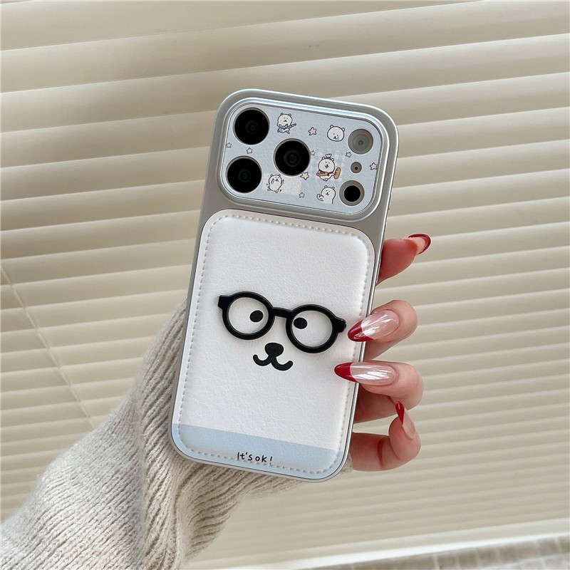 IPhone 17 Pro max 16 Pro max Pudding Dog họa tiết PU Vỏ điện thoại