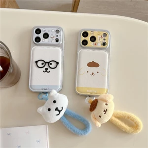 IPhone 17 Pro max 16 Pro max Pudding Dog họa tiết PU Vỏ điện thoại