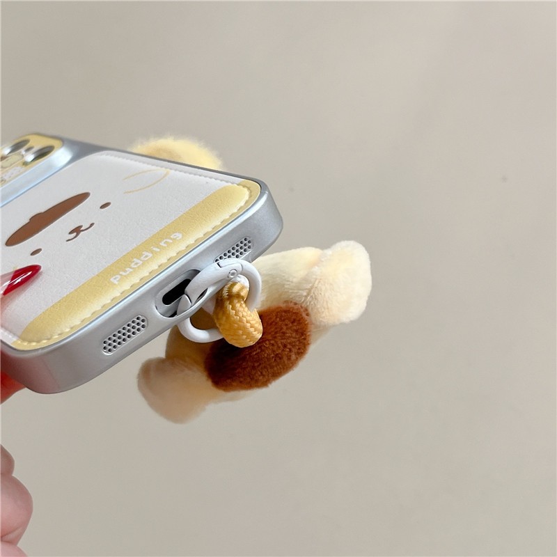 IPhone 17 Pro max 16 Pro max Pudding Dog họa tiết PU Vỏ điện thoại