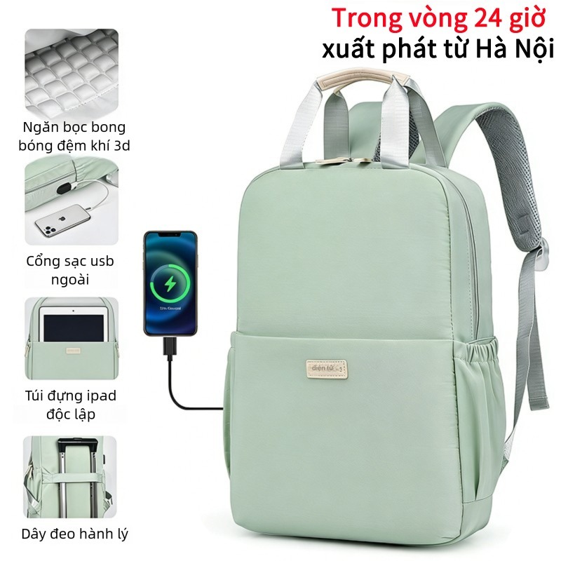 Balo laptop nữ 15,6 inch Ba lô du lịch chống nước, dung tích lớn có cổng USB, túi đi học dành cho học sinh.