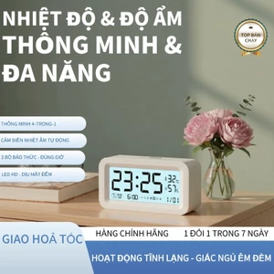 Đồng Hồ Báo Thức Điện Tử Thông Minh - Hiển Thị Nhiệt Độ & Độ Ẩm - 3 Chế Độ Báo Thức - Màn Hình LED Cao Cấp Cho Phòng Ngủ, Văn Phòng [Hàng Có Sẵn]