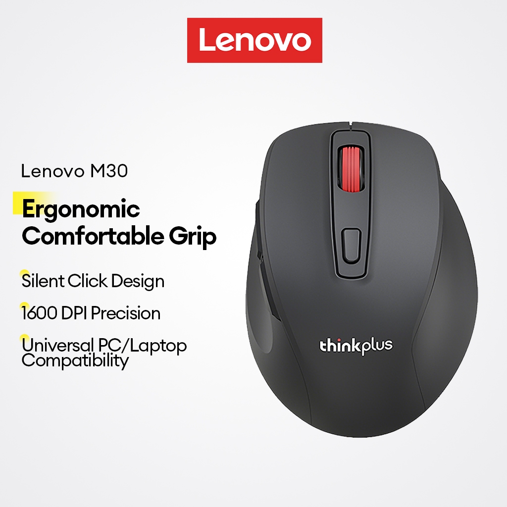 Chuột không dây Lenovo M30 và Chuột tiện dụng văn phòng với 1600 DPI và Silent Click plus Laptop Tương thích