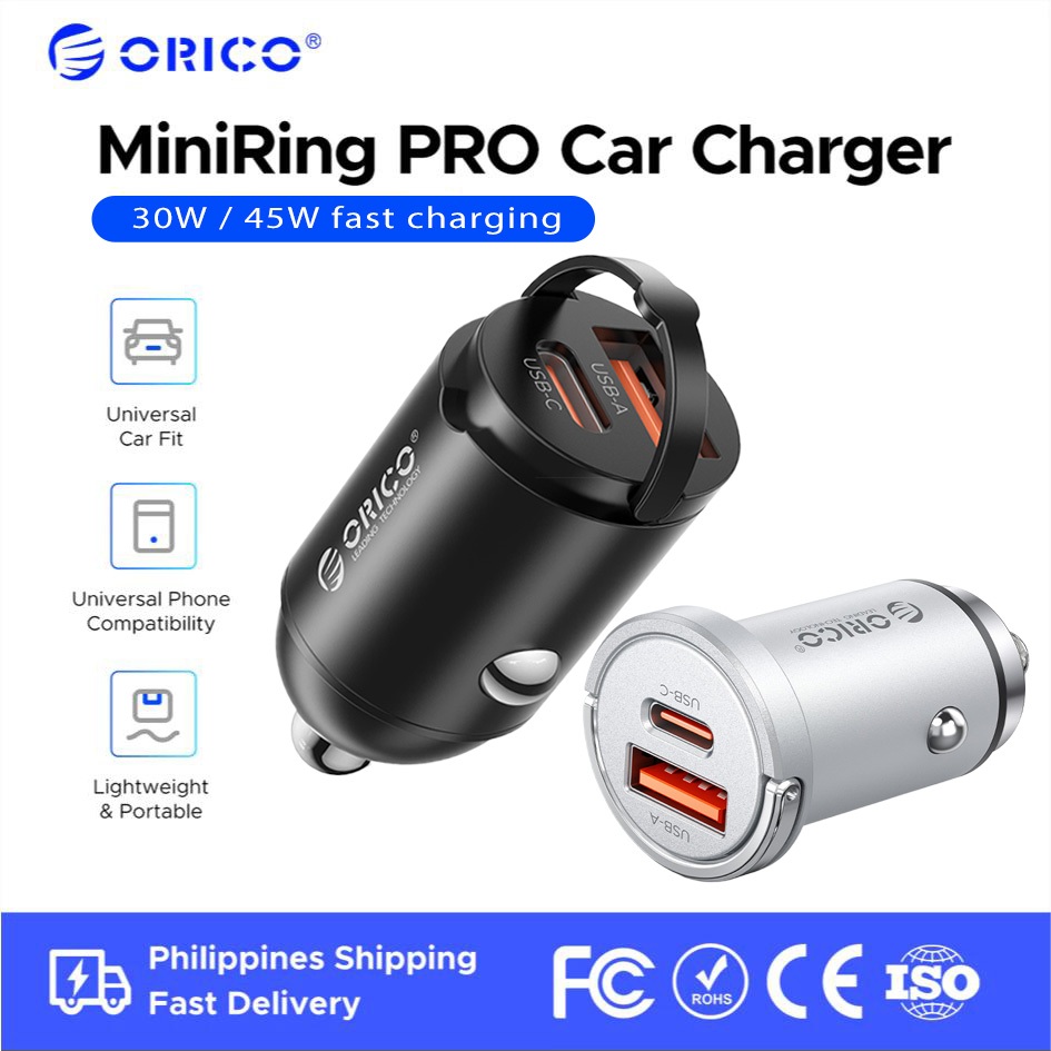 ORICO - Bộ sạc xe hơi USB kép MiniRing 30W / 45W Bộ sạc xe hơi sạc nhanh Bộ sạc nhẹ thuốc lá (MR PM DS FC)