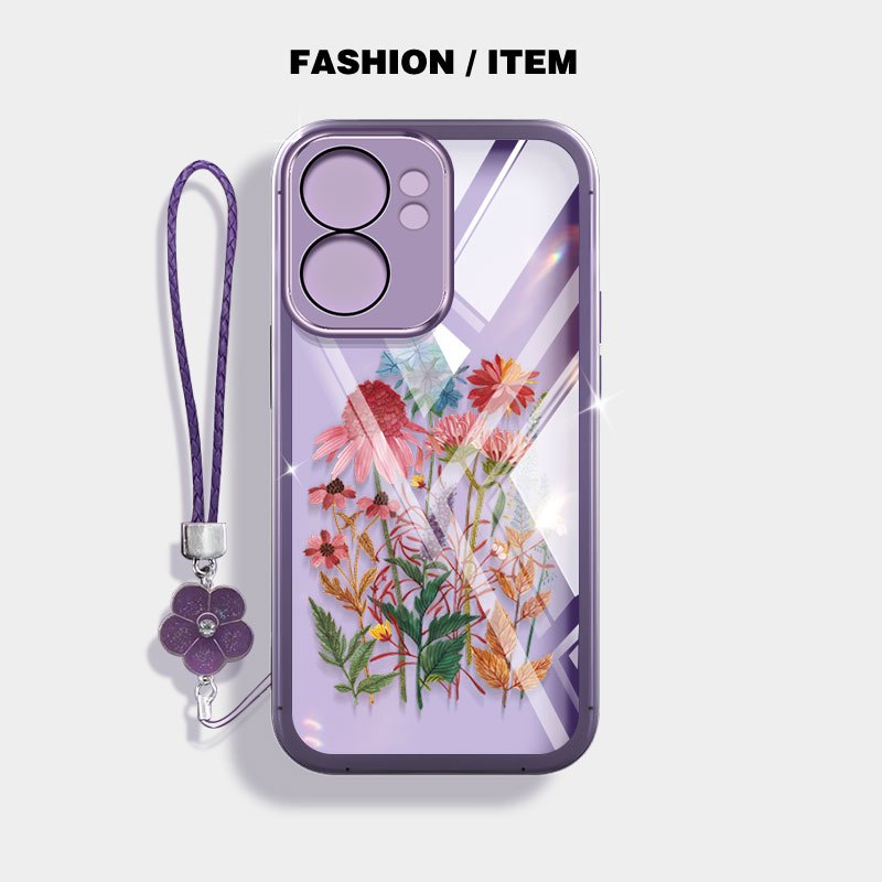 YBD Trong Suốt Cho OPPO A6C A6X A6 Pro A6S A6T Pro 5G Vỏ Điện Thoại Hoa Nhiệt Đới Bó Hoa Có Dây Buộc